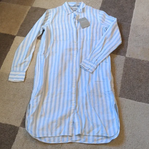 Everlane | Dresses | Everlane The Linen Long Sleeve Buttondown Striped Shirt  Dress | Poshmark